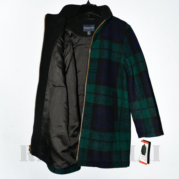 Bundle of 2  - Pendleton Ladies' Wool Blend Walker Coat-Tan + Green - Picture 7 of 15